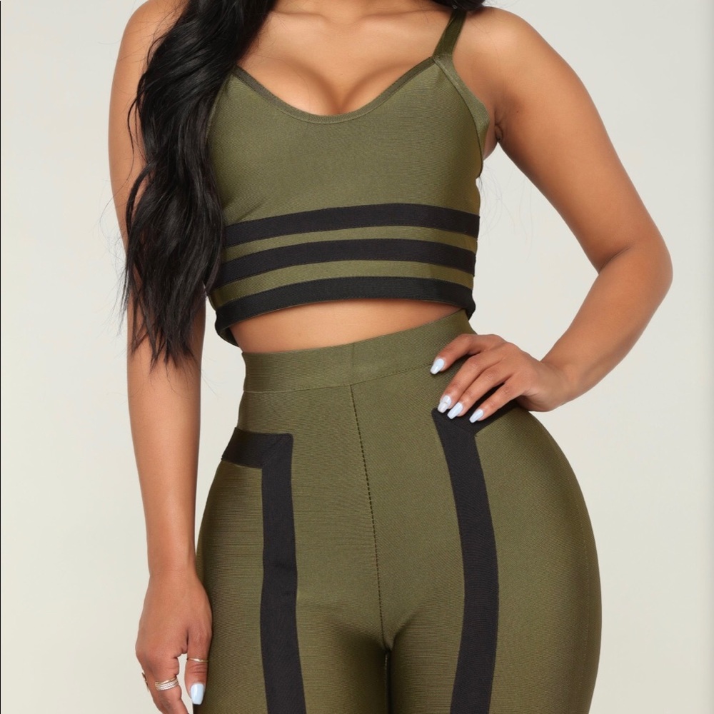 Olive Bandage Two Piece Set